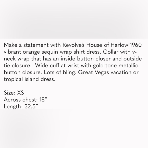 NWT ⚜️🧡⚜️House of Harlow 1960 Sequin Wrap Dress Orange size XS - Picture 7 of 7